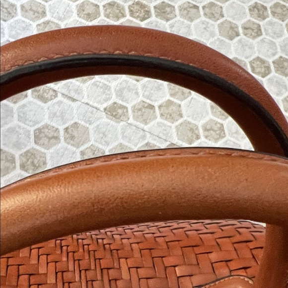 Cole Haan Woven Brown Leather Handbag - Picture 14 of 16